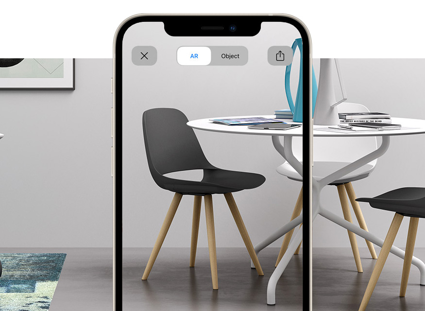 Moderne design besucherstuhl mit holzbeinen mit Augmented Reality Cosmo
