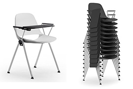 Monocoque-Stuhle mit Schreibplatte fur Konferenzraume, Kongresse, Kurse und Seminare Cosmo